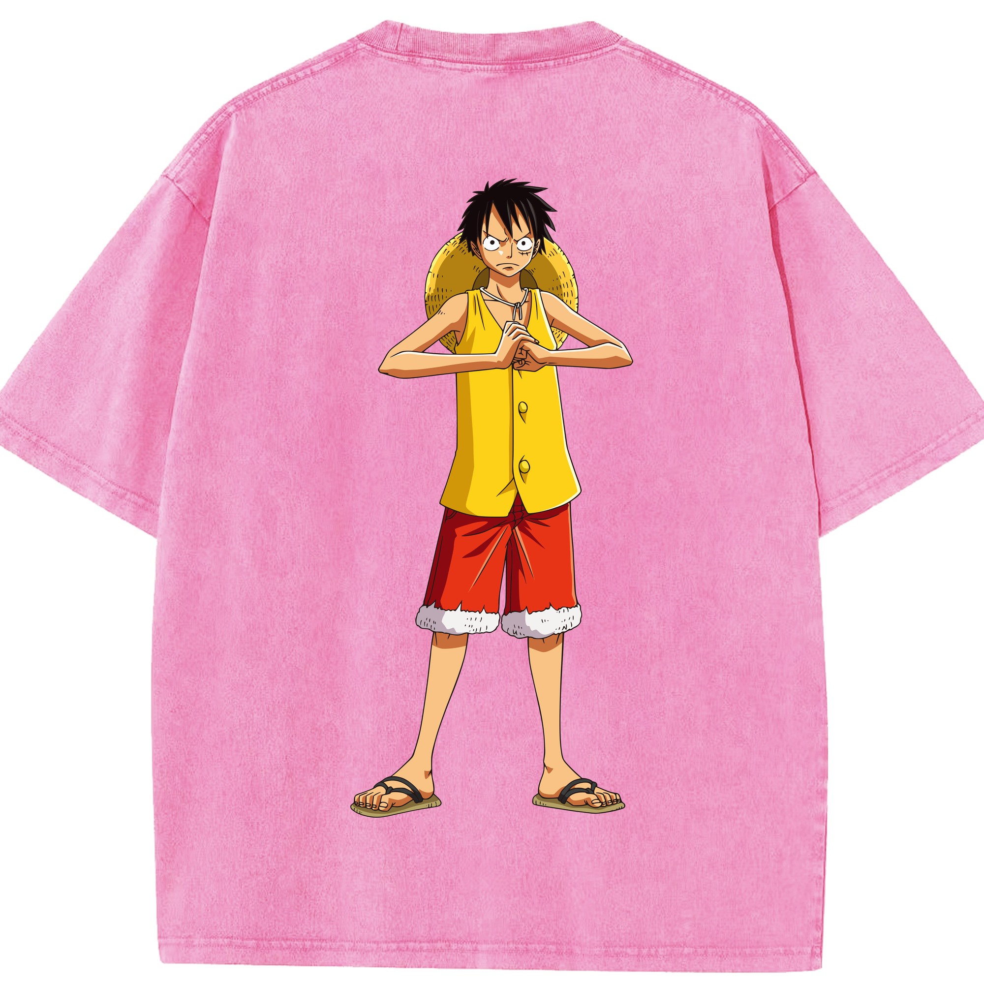 ワンピース モンキー・D・ルフィ ONE PIECE Monkey D. Luffy 綿100% ヴィンテージ風 半袖Tシャツ（背面プリント）